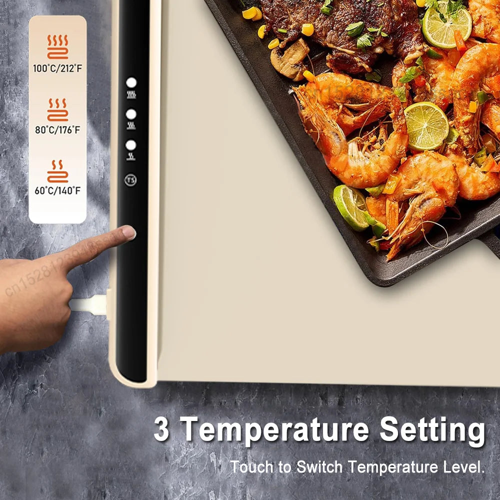 Electric Warming Tray Food Warmer Mat Foldable Warming Pad for Food Portable Electric Warming Tray Silicone Food Warmer Plate