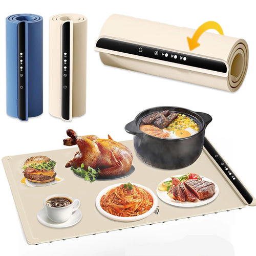 Electric Warming Tray Food Warmer Mat Foldable Warming Pad for Food Portable Electric Warming Tray Silicone Food Warmer Plate